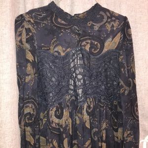 Free People blue dress long sleeve
